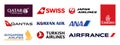 Airline logo set. Most popular logo - Qatar Airways, Singapore Airlines, Emirates, ANA