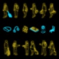 Airline passengers icons set vector neon Royalty Free Stock Photo