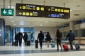 Airline passengers inside the Valencia Airport.