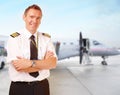 Airline pilot at the airport Royalty Free Stock Photo