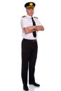 Airline pilot arms folded Royalty Free Stock Photo