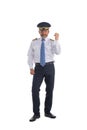 Airline pilot holding fist yes gesture Royalty Free Stock Photo