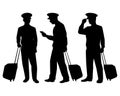 Airline pilot with suitcase silhouette vector