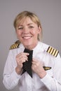 Airline pilot wearing a uniform cravat Royalty Free Stock Photo