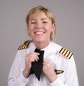 Airline pilot wearing a uniform cravat