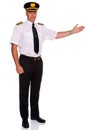 Airline pilot welcome gesture Royalty Free Stock Photo