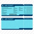 Airline or plane ticket template. Detailed boarding pass blank and airplane ticket. Vector illustration.