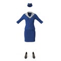 Airline Stewardess Uniform on white. 3D illustration