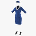 Airline Stewardess Uniform on white. 3D illustration