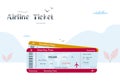 Airline ticket or boarding pass for traveling by airplane. Vector image in modern style Royalty Free Stock Photo