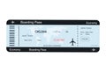 Airline ticket or boarding pass for traveling by airplane. Vector image on white background Royalty Free Stock Photo