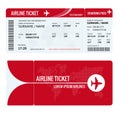 Airline ticket or boarding pass for traveling by plane isolated on white. Vector illustration. Royalty Free Stock Photo