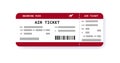 Airline ticket design mock up. Boarding pass. Concept of travel and trip. Vector illustration Royalty Free Stock Photo