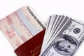 Airline Ticket And Money Royalty Free Stock Photo