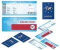 Airline ticket and passport mocks with isometric projections isolatedon white.
