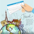 Airline ticket. Travel background Royalty Free Stock Photo