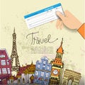 Airline ticket. Travel background. Royalty Free Stock Photo