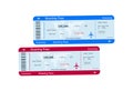 Airline tickets or boarding pass for traveling by airplane. Vector image on white background Royalty Free Stock Photo