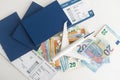 Airline tickets and documents on white background Royalty Free Stock Photo