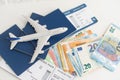 Airline tickets and documents on white background Royalty Free Stock Photo