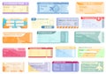 Airline tickets icons set, cartoon style