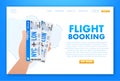 Airline tickets online, flight booking. Buying or booking online ticket. Travel, business flights worldwide. Vector