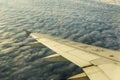 Airline wing over the clouds Royalty Free Stock Photo