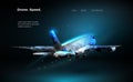 Airliner Aircraft Speed A flying airliner is a top view Illustration is executed in the form of particles, geometric art