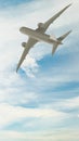 Airliner in the blue sky amongst clouds 3D Rendering