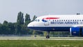 Airliner by British Airways close-up view Royalty Free Stock Photo