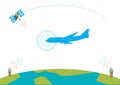 Airliner communication concept. EPS10 vector illustration Royalty Free Stock Photo
