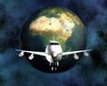 Airliner with a globe