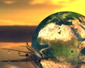 Airliner with a globe