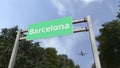 Airliner Landing In Barcelona, Spain. 3D Rendering