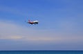 Airliner or Passenger plane VietJet Air Airbus A320 landing to airport next to the beach. Royalty Free Stock Photo