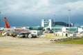 Airliner passengers waiting at the airport Royalty Free Stock Photo