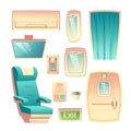 Airliner saloon interior design element vector set