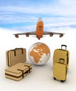 Airliner and suitcases