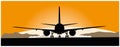 Airliner taking off at sunset Royalty Free Stock Photo