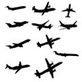 Airliners silhouette Royalty Free Stock Photo