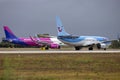 Airliners in stormy weather