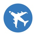 Airlines, flying, aviation, wings icon. Rounded blue vector