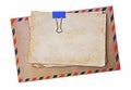 Airmail envelope and blank paper sheet