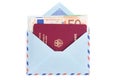 Airmail envelope with a money Royalty Free Stock Photo