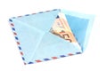 Airmail envelope with a money Royalty Free Stock Photo