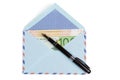 Airmail envelope with a money Royalty Free Stock Photo