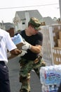 Airman loads bottle water