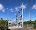 Airmont, NY / United States - Sept. 15, 2019: Landscape image of a Orange-Rockland Power and Light electrical substation