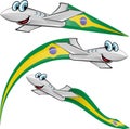 Airoplane cartoon with brazil flag Royalty Free Stock Photo