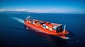 Airphoto of the container ship at sea Royalty Free Stock Photo